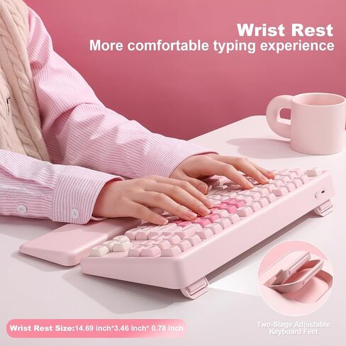 YUNZII B87 TKL Wireless Mechanical Keyboard (Pink, Milk Switch) in Kuwait