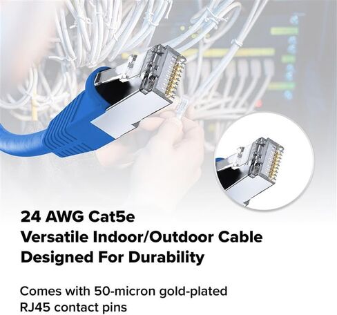 Cat 5e Ethernet Cable 1 ft in White 6 Pack 1 GBPS Network Round Round RJ45 Outdoor Indoor Direct Direct Direct Bare Copper LAN CABL in Kuwait