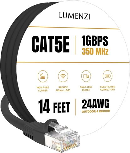 Cat 5e Ethernet Cable 1 ft in White 6 Pack 1 GBPS Network Round Round RJ45 Outdoor Indoor Direct Direct Direct Bare Copper LAN CABL in Kuwait