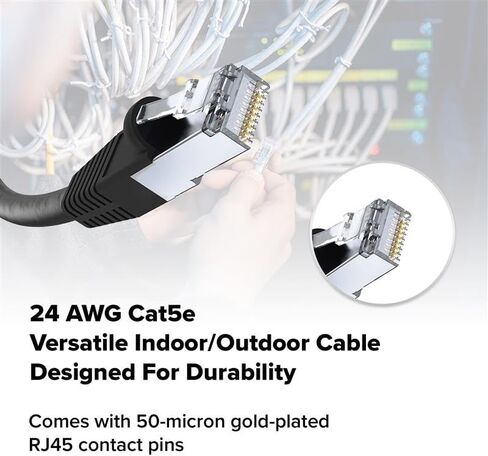 Cat 5e Ethernet Cable 1 ft in White 6 Pack 1 GBPS Network Round Round RJ45 Outdoor Indoor Direct Direct Direct Bare Copper LAN CABL in Kuwait