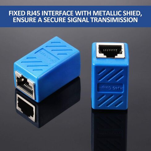 Frienda 10 Pieces RJ45 Coupler, Ethernet Extension Adapter Network Connector for Cat7/Cat6/Cat5e/Cat5 Ethernet Network Cable Coupler Female to Female (Blue) in Saudi Arabia