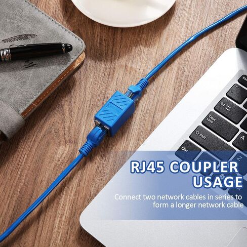 Frienda 10 Pieces RJ45 Coupler, Ethernet Extension Adapter Network Connector for Cat7/Cat6/Cat5e/Cat5 Ethernet Network Cable Coupler Female to Female (Blue) in Saudi Arabia