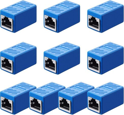 Frienda 10 Pieces RJ45 Coupler, Ethernet Extension Adapter Network Connector for Cat7/Cat6/Cat5e/Cat5 Ethernet Network Cable Coupler Female to Female (Blue) in Saudi Arabia