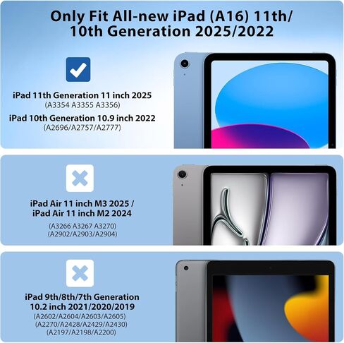 TiMOVO Case for iPad A16 11th Gen 11"/10th Gen 10.9", Abyss Blue | Pencil Holder, Slim Trifold Stand Protective Cover, Clear Transparent Back Shell, Auto Wake/Sleep in Saudi Arabia