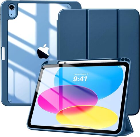 TiMOVO Case for iPad A16 11th Gen 11"/10th Gen 10.9", Abyss Blue | Pencil Holder, Slim Trifold Stand Protective Cover, Clear Transparent Back Shell, Auto Wake/Sleep in Saudi Arabia