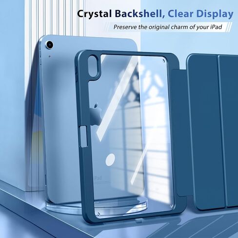 TiMOVO Case for iPad A16 11th Gen 11"/10th Gen 10.9", Abyss Blue | Pencil Holder, Slim Trifold Stand Protective Cover, Clear Transparent Back Shell, Auto Wake/Sleep in Saudi Arabia
