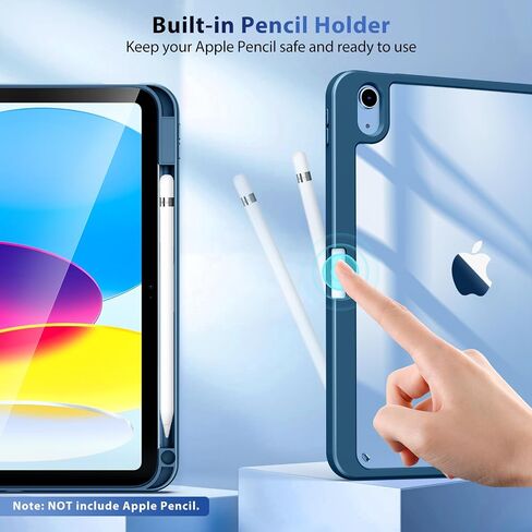 TiMOVO Case for iPad A16 11th Gen 11"/10th Gen 10.9", Abyss Blue | Pencil Holder, Slim Trifold Stand Protective Cover, Clear Transparent Back Shell, Auto Wake/Sleep in Saudi Arabia