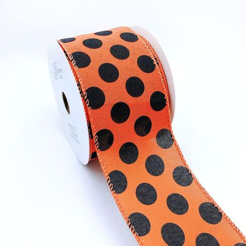 متجر المصمم Halloween Wired Edge Ribbon 2.5 "× 10 ياردة لصياغة DIY ، ديكور المنزل (Spider Web- Black-White) WR 63-5113 Web Black Spider على شريط الساتان الأبيض in Kuwait