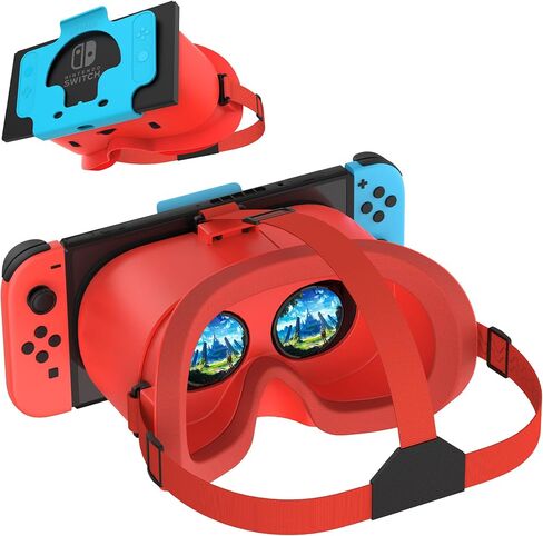 سماعة VR لـ Nintendo Switch & OLED Model تم ترقيتها ، نظارات الواقع الافتراضي VR مع عدسات HD قابلة للتعديل حزام رأس مريح ، نظارات ثلاثية الأبعاد لـ Nintendo Switch ألعاب OLED VR Cool for Kids Boys in Kuwait