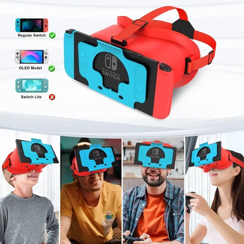 سماعة VR لـ Nintendo Switch & OLED Model تم ترقيتها ، نظارات الواقع الافتراضي VR مع عدسات HD قابلة للتعديل حزام رأس مريح ، نظارات ثلاثية الأبعاد لـ Nintendo Switch ألعاب OLED VR Cool for Kids Boys in Kuwait
