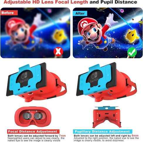 سماعة VR لـ Nintendo Switch & OLED Model تم ترقيتها ، نظارات الواقع الافتراضي VR مع عدسات HD قابلة للتعديل حزام رأس مريح ، نظارات ثلاثية الأبعاد لـ Nintendo Switch ألعاب OLED VR Cool for Kids Boys in Kuwait