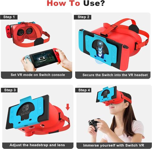 سماعة VR لـ Nintendo Switch & OLED Model تم ترقيتها ، نظارات الواقع الافتراضي VR مع عدسات HD قابلة للتعديل حزام رأس مريح ، نظارات ثلاثية الأبعاد لـ Nintendo Switch ألعاب OLED VR Cool for Kids Boys in Kuwait