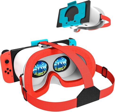 سماعة VR لـ Nintendo Switch & OLED Model تم ترقيتها ، نظارات الواقع الافتراضي VR مع عدسات HD قابلة للتعديل حزام رأس مريح ، نظارات ثلاثية الأبعاد لـ Nintendo Switch ألعاب OLED VR Cool for Kids Boys in Kuwait