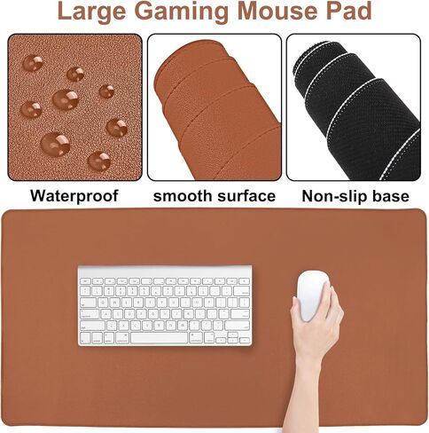 MOSISO Keyboard Mouse Pad Set, PU Leather Large Gaming Mousepad&Keyboard Wrist Rest&Mouse Wrist Rest&Coaster, Ergonomic Non-Slip Mousepad&Easy Typing Cushion with Memory Foam for Home Office, Brown in Kuwait