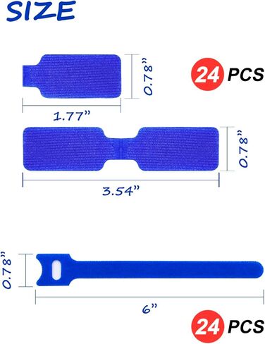 Cable Management Sets, 24 Pcs Multicolor Cable Labels and 24 Pcs Reusable Fastening Cable Ties - For Home, Office, Desk, Wire, Cable Organizer, Cord Management in Kuwait