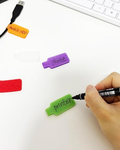 Cable Management Sets, 24 Pcs Multicolor Cable Labels and 24 Pcs Reusable Fastening Cable Ties - For Home, Office, Desk, Wire, Cable Organizer, Cord Management in Kuwait