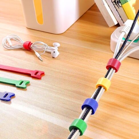 Cable Management Sets, 24 Pcs Multicolor Cable Labels and 24 Pcs Reusable Fastening Cable Ties - For Home, Office, Desk, Wire, Cable Organizer, Cord Management in Kuwait