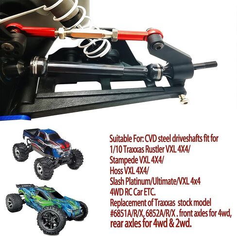 Upgrade CVD Steel Drive Shafts Fit for 1/10 Traxxas Slash 4x4 VXL/Platinum/Ultimate,Rustler 4X4/VXL,Stampede 4X4/VXL,Hoss 4X4/VXL RC Car Heavy Duty Parts 4PCS (Red) in Saudi Arabia