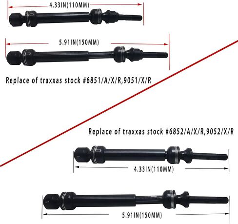Upgrade CVD Steel Drive Shafts Fit for 1/10 Traxxas Slash 4x4 VXL/Platinum/Ultimate,Rustler 4X4/VXL,Stampede 4X4/VXL,Hoss 4X4/VXL RC Car Heavy Duty Parts 4PCS (Red) in Saudi Arabia
