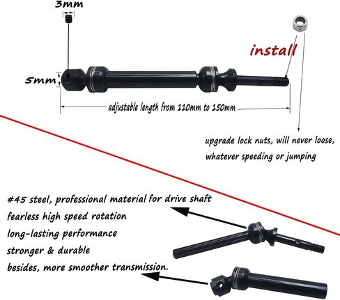 Upgrade CVD Steel Drive Shafts Fit for 1/10 Traxxas Slash 4x4 VXL/Platinum/Ultimate,Rustler 4X4/VXL,Stampede 4X4/VXL,Hoss 4X4/VXL RC Car Heavy Duty Parts 4PCS (Red) in Saudi Arabia