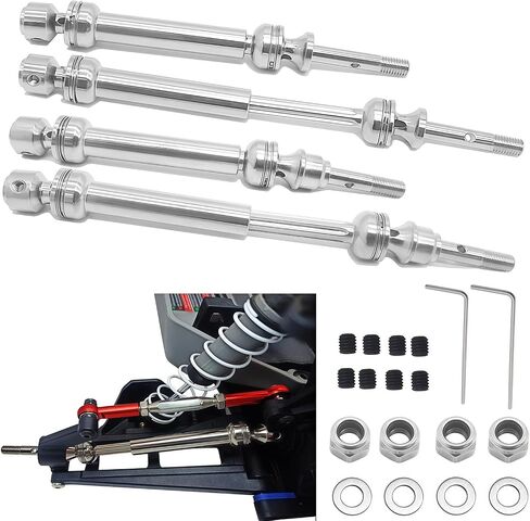 Upgrade CVD Steel Drive Shafts Fit for 1/10 Traxxas Slash 4x4 VXL/Platinum/Ultimate,Rustler 4X4/VXL,Stampede 4X4/VXL,Hoss 4X4/VXL RC Car Heavy Duty Parts 4PCS (Red) in Saudi Arabia
