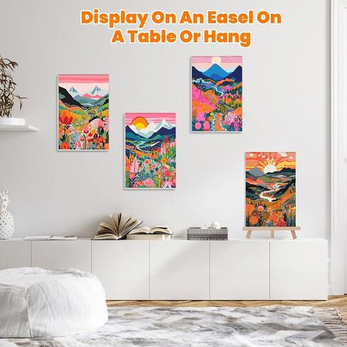 4 Pack Paint by Numbers Kits for Adults Beginners Framed Canvas, Adult Paint by Number Kit with Easel, Yin Yang Landscapes Painting by Numbers for Beginners, Arts and Crafts for Home Decor 8x12inch in Saudi Arabia
