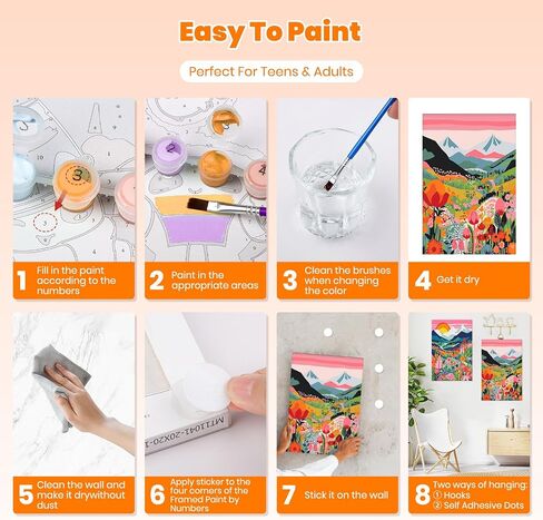 4 Pack Paint by Numbers Kits for Adults Beginners Framed Canvas, Adult Paint by Number Kit with Easel, Yin Yang Landscapes Painting by Numbers for Beginners, Arts and Crafts for Home Decor 8x12inch in Saudi Arabia