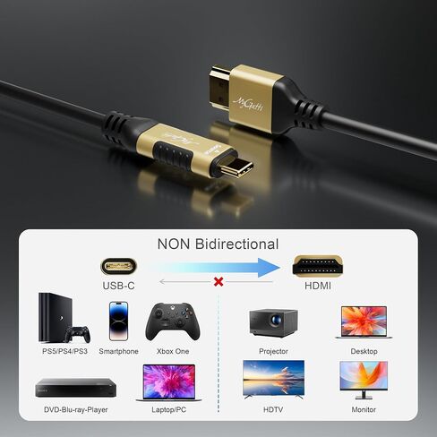 كابل USB C إلى HDMI 10ft ، USB عالي السرعة 3.1 Type-C إلى HDMI 2.0 سلك ، 4K@60Hz HDR ، قابس مغطى بالذهب ، (Thunderbolt 5/4/3 متوافق) ، لـ MacBook و iPad و iPhone و HDTV والمزيد in Kuwait