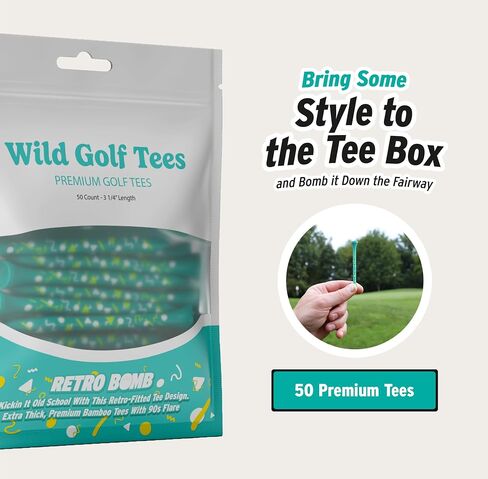 The American Golf Tee - 50 Pack 3 1/4 Inch Extra-Thick Premium Bamboo Wood Golf Tees - Red, White, and Blue Pride Golf Gifts for Men and Women - Premium Golf Accessories in Saudi Arabia