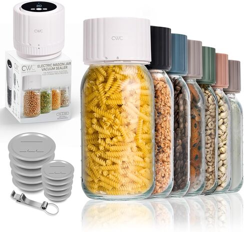 COOK WITH COLOR Electric Mason Jar Vacuum Sealer – Freshness Preserver for Food Storage, Easy-to-Use with One-Touch Operation, Cream in Saudi Arabia
