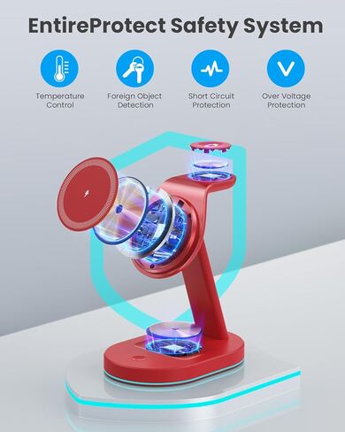 4 in 1 Wireless Charger Charging Station for iPhone,Qi2 Certified 15W Magnetic Charging Stand for Mag-Safe with 30W USB C Adapter&Friendly Night Light for iPhone 16/15/14/13/12,Apple Watch,AirPods in Kuwait