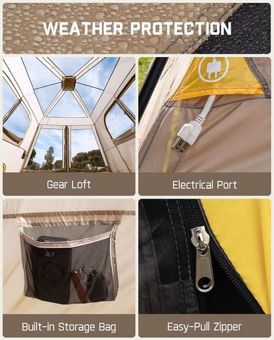 FanttikOutdoor Camping Tent, Lightweight 8/10 Person Instant Cabin Tent Setup in 60 Seconds with Rainfly & Windproof, Portable with Carry Bag for Family Camping & Hiking, Upgraded Ventilation in Kuwait