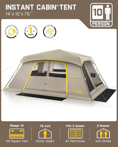 FanttikOutdoor Camping Tent, Lightweight 8/10 Person Instant Cabin Tent Setup in 60 Seconds with Rainfly & Windproof, Portable with Carry Bag for Family Camping & Hiking, Upgraded Ventilation in Kuwait