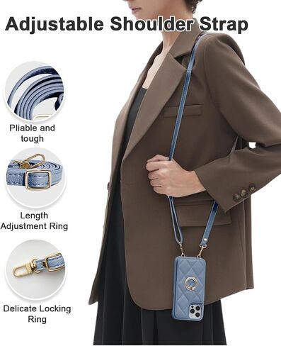 محفظة Crossbody مع حالة مرآة مستحضرات تجميل لـ iPhone 13 Pro Max ، علبة جلدية مع فتحات البطاقة غير المرئية ، والنساء قابلة للفصل الحبل 6.7 بوصة. in Kuwait