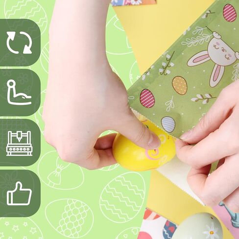 VGOODALL 54PCS Easter Treat Bags, Paper Bags with Stickers Goodie Party Lunch for Kids Easter Party Favors Cookies in Saudi Arabia