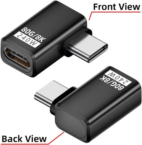 CY Adapter USB5.0 80Gbps Male to Female Extension Adapter Left Right Angled with 240W 16K 8K 5K Compatible with USB4.0 Thunderbolt3/4/5 in Saudi Arabia
