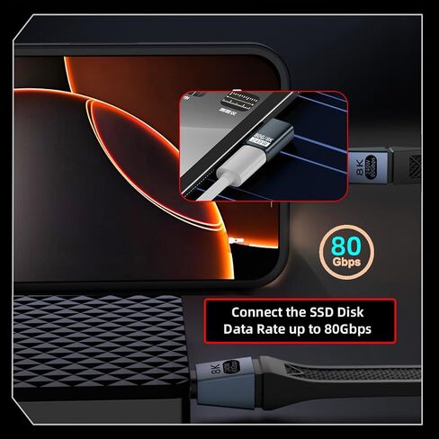 CY Adapter USB5.0 80Gbps Male to Female Extension Adapter Left Right Angled with 240W 16K 8K 5K Compatible with USB4.0 Thunderbolt3/4/5 in Saudi Arabia
