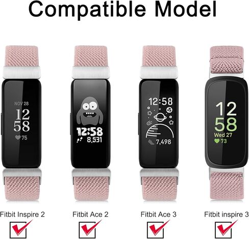 3-Pack Elastic Bands for Fitbit Inspire 3 / Inspire 2 / Inspire/Inspire HR Bands Women Men, Soft Loop Stretchy Straps Replacement Wristband for Fitbit Inspire Fitness Tracker in Kuwait
