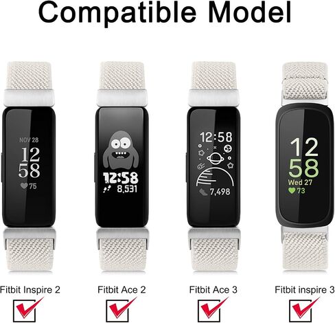 فرق مرنة من 3 عبوات لـ Fitbit Inspire 3 / Inspire 2 / Inspire / Inspire Hr Bands Women Men ، Looop Loop Stretty Straps Bresponding for Fitbit Inspire Fitness Tracker in Saudi Arabia