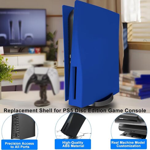 Replacement Shell Skin for PS5 Console, arVin Face Plates Cover Case for PS5, ABS Hard Shockproof Anti-Scratch Dustproof Protective Skins Faceplates Accessories for PlayStation 5 Disc Edition –Blue in Saudi Arabia