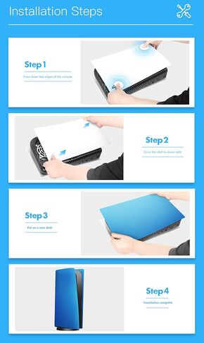 Replacement Shell Skin for PS5 Console, arVin Face Plates Cover Case for PS5, ABS Hard Shockproof Anti-Scratch Dustproof Protective Skins Faceplates Accessories for PlayStation 5 Disc Edition –Blue in Saudi Arabia
