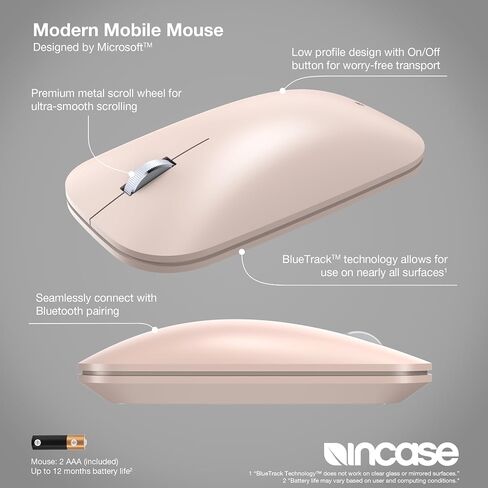 Incase الفأرة المحمولة الحديثة من تصميم Microsoft، Wireless، Sandstone in Kuwait