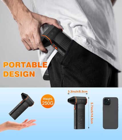 Electric Air Duster-260000rpm Compressed Air Duster Supports Reverse Charging,Continuously Variable Speed Adjustment Dust Blower for Computer, Keyboard, House, Outdoor and Car in Saudi Arabia