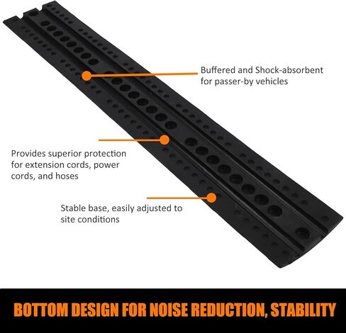 3.3 قدم مطبات سرعة مطاطية، 2 حزمة 2 قناة وحدات مطبات سرعة شديدة التحمل الحدبات سعة تحميل 25000 رطل، منحدر حامي الكابل لطريق ممر الحصى الخرساني الأسفلت in Kuwait