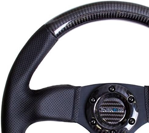 NRG Innovations عجلة القيادة NRG-ST-009CF-MB - عجلة قيادة من ألياف الكربون باللون الأسود غير اللامع مقاس 320 مم من الأسفل المسطح in Saudi Arabia