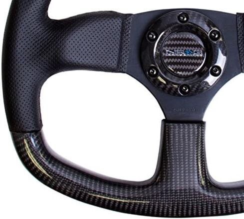 NRG Innovations عجلة القيادة NRG-ST-009CF-MB - عجلة قيادة من ألياف الكربون باللون الأسود غير اللامع مقاس 320 مم من الأسفل المسطح in Saudi Arabia
