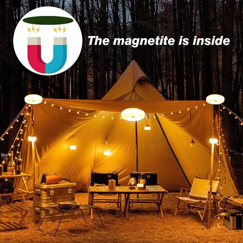 Retractable Camping String Lights Reel, 65.6ft 200 LED Portable Stowable 3000mAh Rechargeable Strip Light, Waterproof Tent Lantern for Outdoor Hiking Awning Garden Party Festival Decor (Warm White) in Saudi Arabia