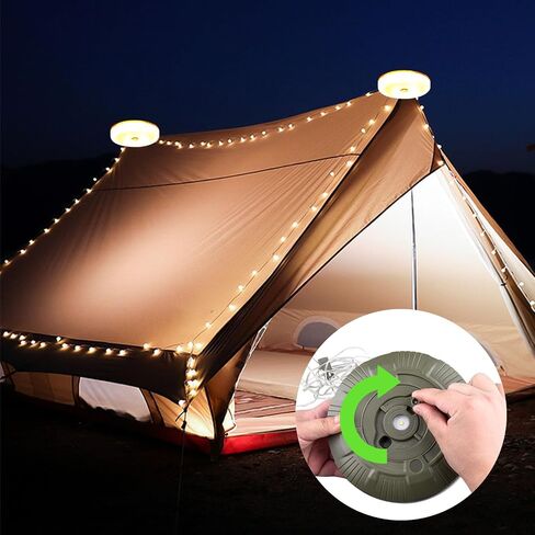 Retractable Camping String Lights Reel, 65.6ft 200 LED Portable Stowable 3000mAh Rechargeable Strip Light, Waterproof Tent Lantern for Outdoor Hiking Awning Garden Party Festival Decor (Warm White) in Saudi Arabia
