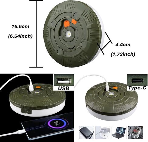 Retractable Camping String Lights Reel, 65.6ft 200 LED Portable Stowable 3000mAh Rechargeable Strip Light, Waterproof Tent Lantern for Outdoor Hiking Awning Garden Party Festival Decor (Warm White) in Saudi Arabia