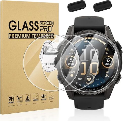 Suoman 3+2 Pack for Garmin Fenix 8 (AMOLED) 43mm Screen Protector + Charger Port, [Anti-Scratch] 2.5D 9H Hardness Tempered Glass Screen Protective Film in Saudi Arabia
